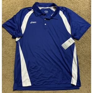 ASICS Polo Short Sleeve Blue Shirt Mens Size L